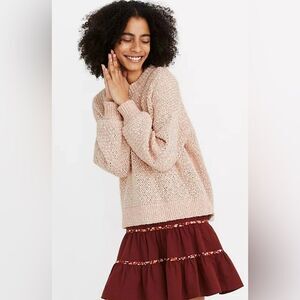 Madewell Light Pink Cotton Wool & Alpaca Blend Crewneck Oversized Baez Sweater